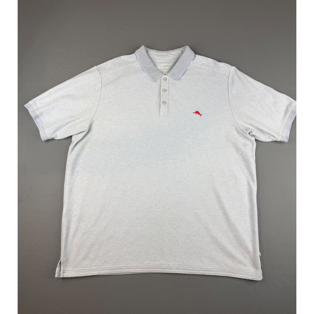 Tommy Bahama Polo‎ Shirt Mens XXL Blue IslandZone Supima Cotton Short Sleeve